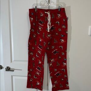 New Mens lounge/pajama Dogs Ski Skiing Winter Holiday Gift sweatpants pants L